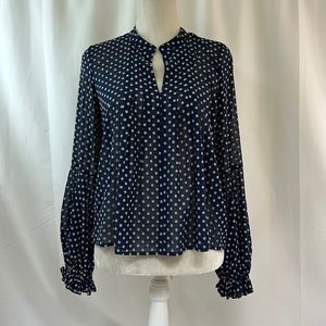 Current Air Dark Blue Semi Sheer Blouse with Dots Size XS